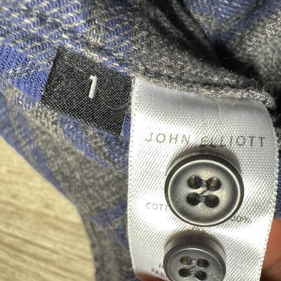 John Elliott Men's Plaid Flannel Blue Gray Fall/Winter 18 Button Up Sz 1 Xs/S - Picture 3 of 7